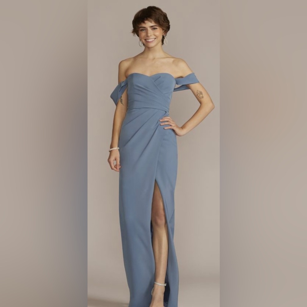 Crepe Stretch Off-the-Shoulder Bridesmaid Dress